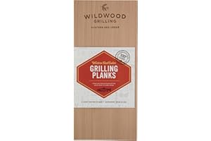 Wildwood Grilling 2-Pack PREMIUM Grade 5" x 11" Western Red Cedar Grilling Planks - Adds a Mild, Sweet Smokiness to Food - USA-Made & Sourced - 100% Natural Product