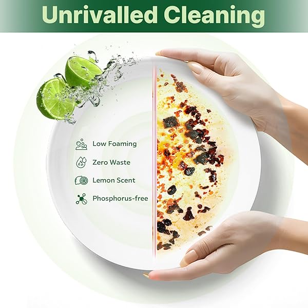 POESIE DISHWASHER DETERGENT POWDER LEMON SCENT 50LOADS 1.1LBS ULTRA CONCENTRATED ZERO WASTE HOME DISH CLEANING POWDER DISH DETERGENT EFFICIENCY EASY TO USE