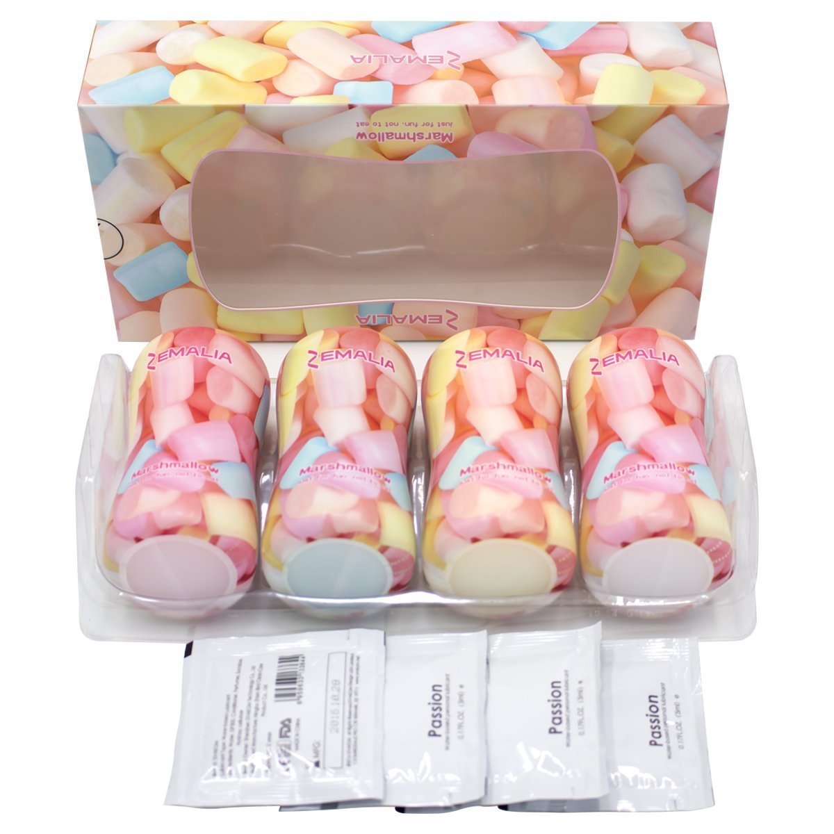 ZEMALIA Masturbator Einweg-Masturbationseier Variety Mix-Box für Männer, Vagina Tasche für Männer Masturbation mit Marshmallow Design (4 Stück, 9.1cm)