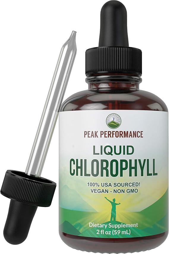 Chlorophyll Liquid Drops USA Sourced by Peak Performance. Vegan, Non