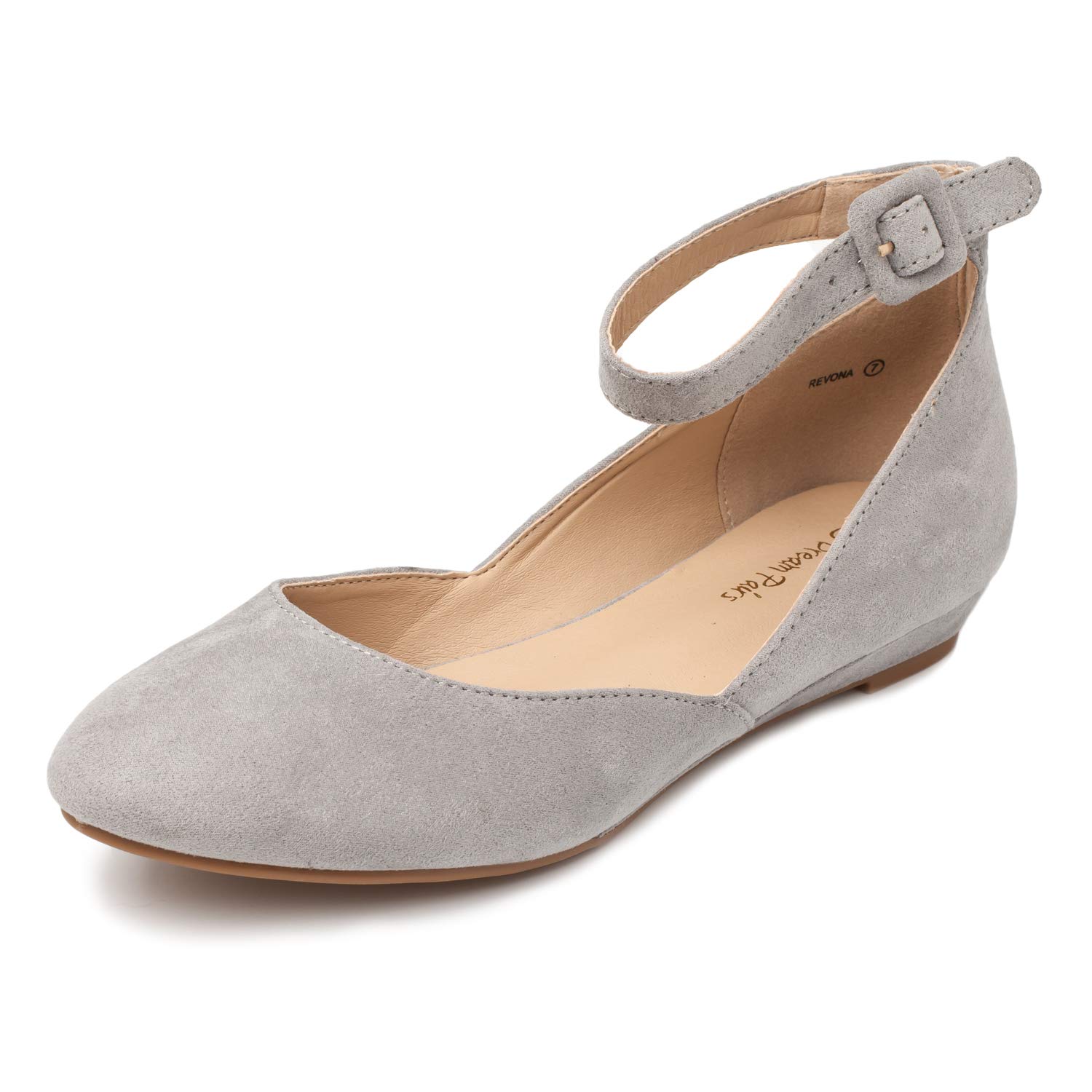 DREAM PAIRS Women's Revona Low Wedge Ankle Strap Flats Shoes