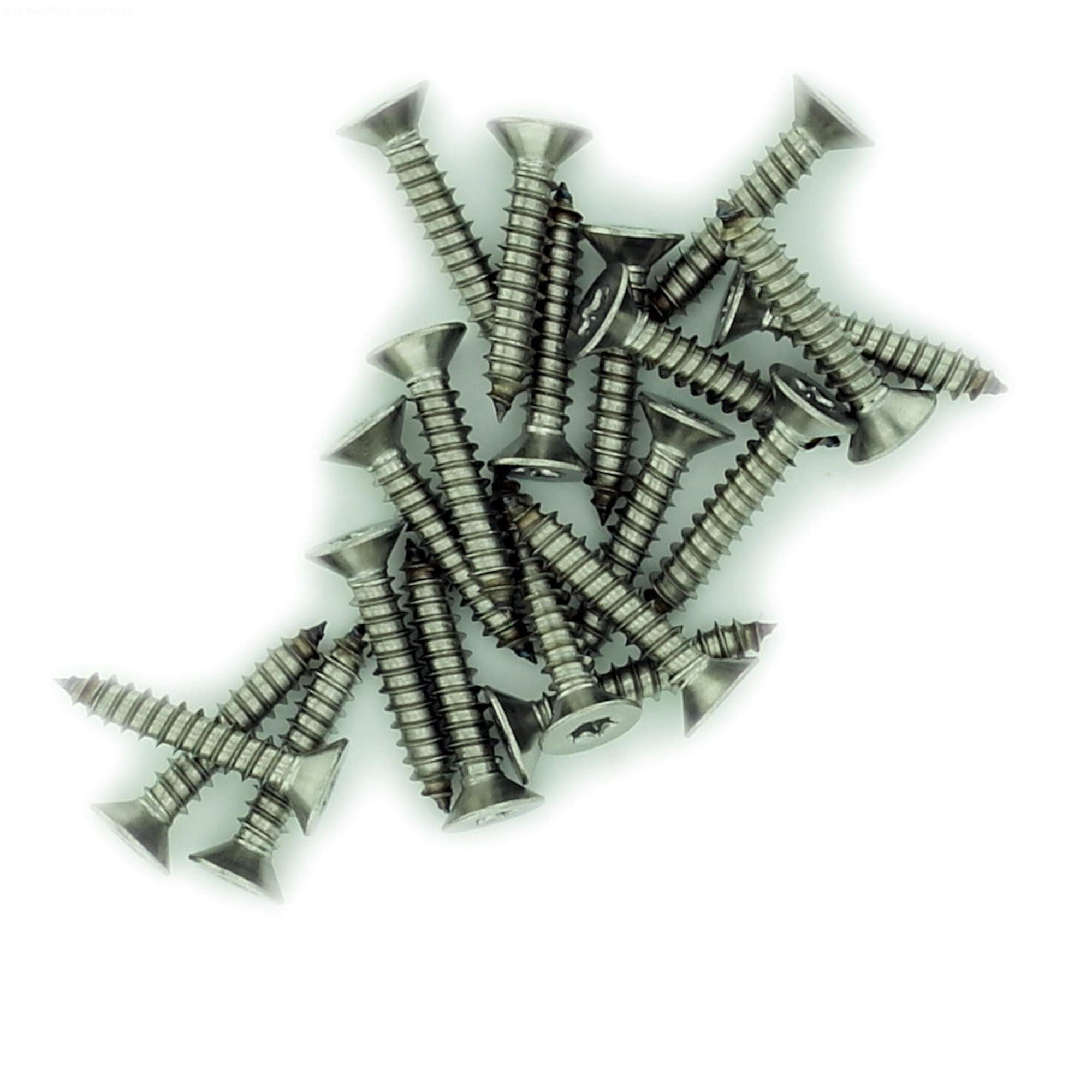 No.7 x 0.875 (3.9mm x 22mm) TX Countersunk Self-Tapping Screw - Stainless Steel (A2) (Pack of 20)