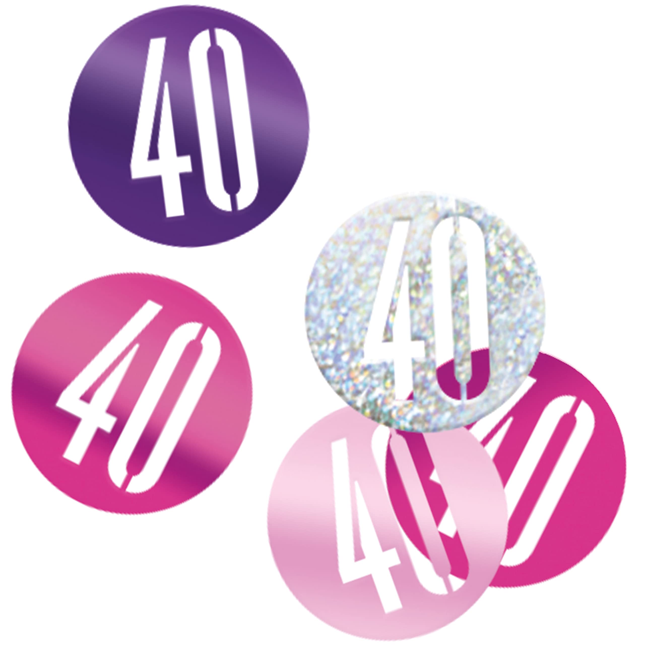 Unique 83853 Pink Number 40" Cutout Confetti-5 oz 1 Pack, Age Age 40