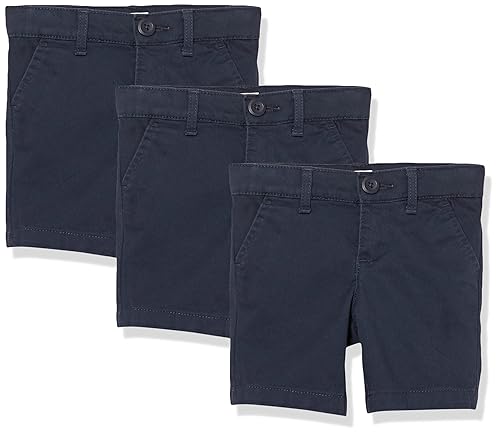 Amazon Essentials Girls' School Uniform Shorts for Kids, Pack of 3, Navy, 14