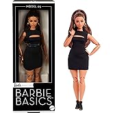 Mattel Barbie Basics Model 05 Collector Doll with Brunette Hair, Black Mini Dress & Heels, Universal-fit Fashions, Posable Cu