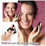 Patelai 2 Pcs Triangle Powder Puff Sponges with Strap Black view 3