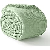 Kozyhvn 100% Cotton Muslin Blanket 50" x 60", Breathable and Lightweight Cotton Throw Blankets for Couch, Soft Cooling Summer Gauze Blanket for Adults All Season, Sage Green