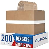 GSSUSA Large Brown Paper Bags with Handles 16x6x12 200 Pcs, Kraft Paper Gift Bag Bulk Bags for Small Business, Grocery & Retail, Boutique Shopping, Merchandise Packaging