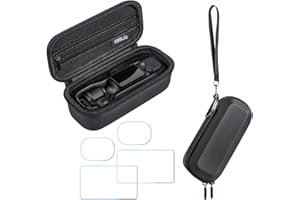 Gaekol Osmo Pocket 3 Carrying Case, Portable PU Leather Handbag Travel Case with 2 Set Screen & Lens Protector for DJI Osmo Pocket 3 Standard Combo Accessories