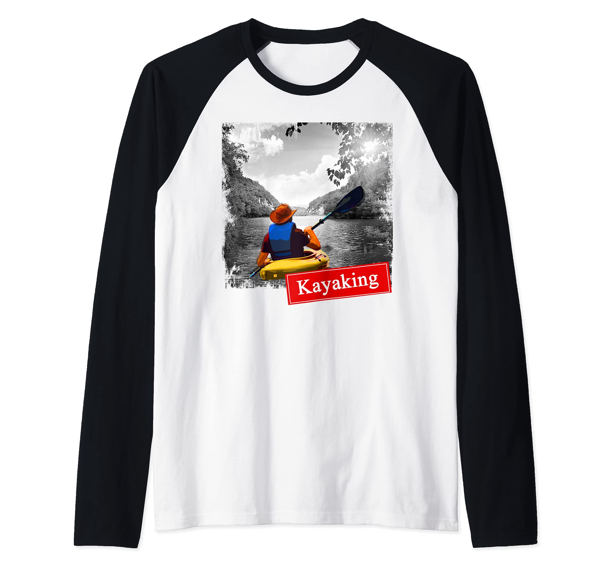 Kayaks apparel For Outdoor Adventure kayaking boating Raglan Baseball Tee