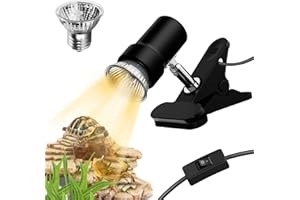 GOZILLA Reptile Heat Lamp, Turtle Lamp with 50W UVA/UVB Turtle Light Bulb, 360°Rotatable Clip Reptiles Basking Light for Amphibian and Reptile Tanks, Terrariums, Cages.(Black)