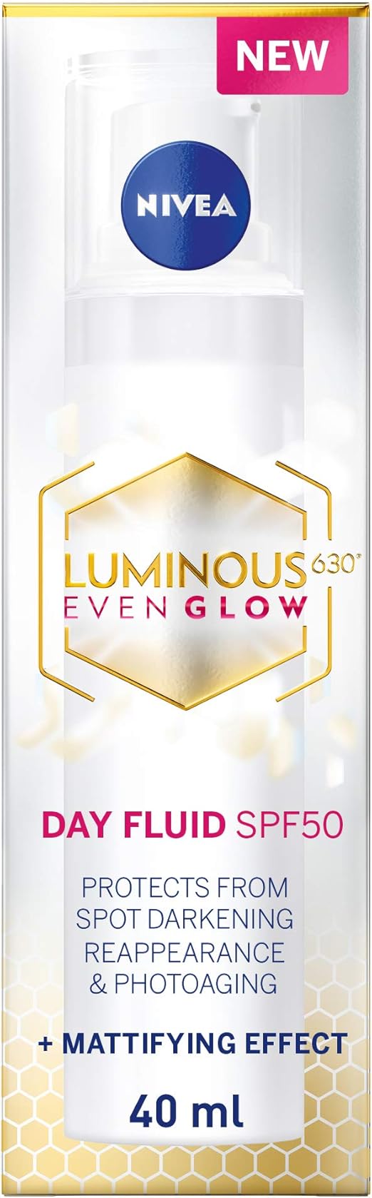 NIVEA LUMINOUS630 EVEN GLOW Face Day Fluid SPF 50, Spot Darkening Protection, 40ml Buy Online