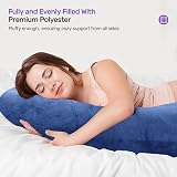 Nuliie Pregnancy Pillow U Shaped Full Body Maternity Support Navy Velvet Cover view 5