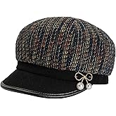 Juiterchy Women Retro Classic Visor Newsboy Cabbie Cap Beret Hats with Flower Buckle for Woman Ladies