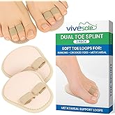 ViveSole Budin Splint Toe Straightener (Pair) - Hammer Toe Corrector for Women, Men - Crooked Toe, Joint Realign Cushion Brace for Claw, Curled - Metatarsal Support Loop Guard Alignment Corrector Wrap