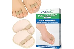 ViveSole Budin Splint Toe Straightener (Pair) - Hammer Toe Corrector for Women, Men - Crooked Toe, Joint Realign Cushion Brace for Claw, Curled - Metatarsal Support Loop Guard Alignment Corrector Wrap
