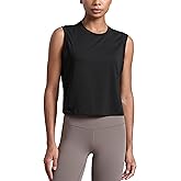 CRZ YOGA Cotton-Blend Workout Muscle Tank for Women Breathable Quick Dry High Neck Athletic Tops Casual Sleeveless Shirts