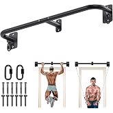 SELEWARE 32"/36" Wall Mount Pull Up Bar Joist Mount Chin Up Bar for Doorway | Heavy Duty Steel Construction Support 450 lb, w/Resistance Band Hooks, Fits 32"/36" Wall Studs for Home Gym Strength Training