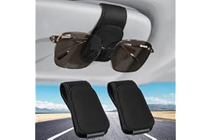 Todoxi 2 Packs Sunglass Holder for Car Visor Clip, Magnetic Leather Car Sunglasses Holder Eyeglass Hanger Clip for Car Visor, Universal Auto Interior Accessories (Black)