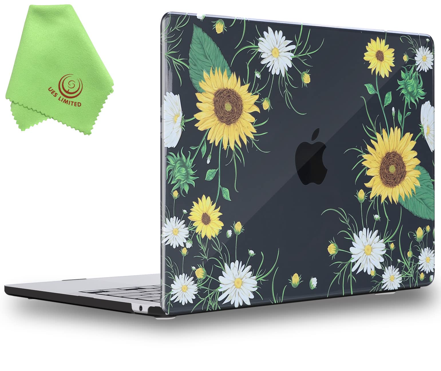 UESWILL Compatible with 2022-2026 MacBook Air 13 inch M5 M4 M3 M2 Case Model A3449 A3240 A3113 A2681 Mac Air 13.6, Pattern Hard Shell Case Cover + Microfiber Cloth, Flower