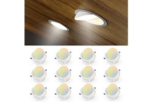 Ensenior 12 Pack 6 inch 5CCT LED Eyeball Recessed Lighting, 360°+90° Rotatable, Dimmable Gimbal Recessed Lights, Canless Angled Adjustable Ceiling Downlight, 1300LM, 12W=115W, 120V - ETL&FCC