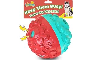 JoyBruko Dog Ball for Aggressive Chewers - Interactive Dog Toy Balls Fun Squeaky Sound to Keep Them Busy, Durable for Small Medium Large Breeds, Rubber Pet Chew Toys, As Seen on TV, Blue & Red