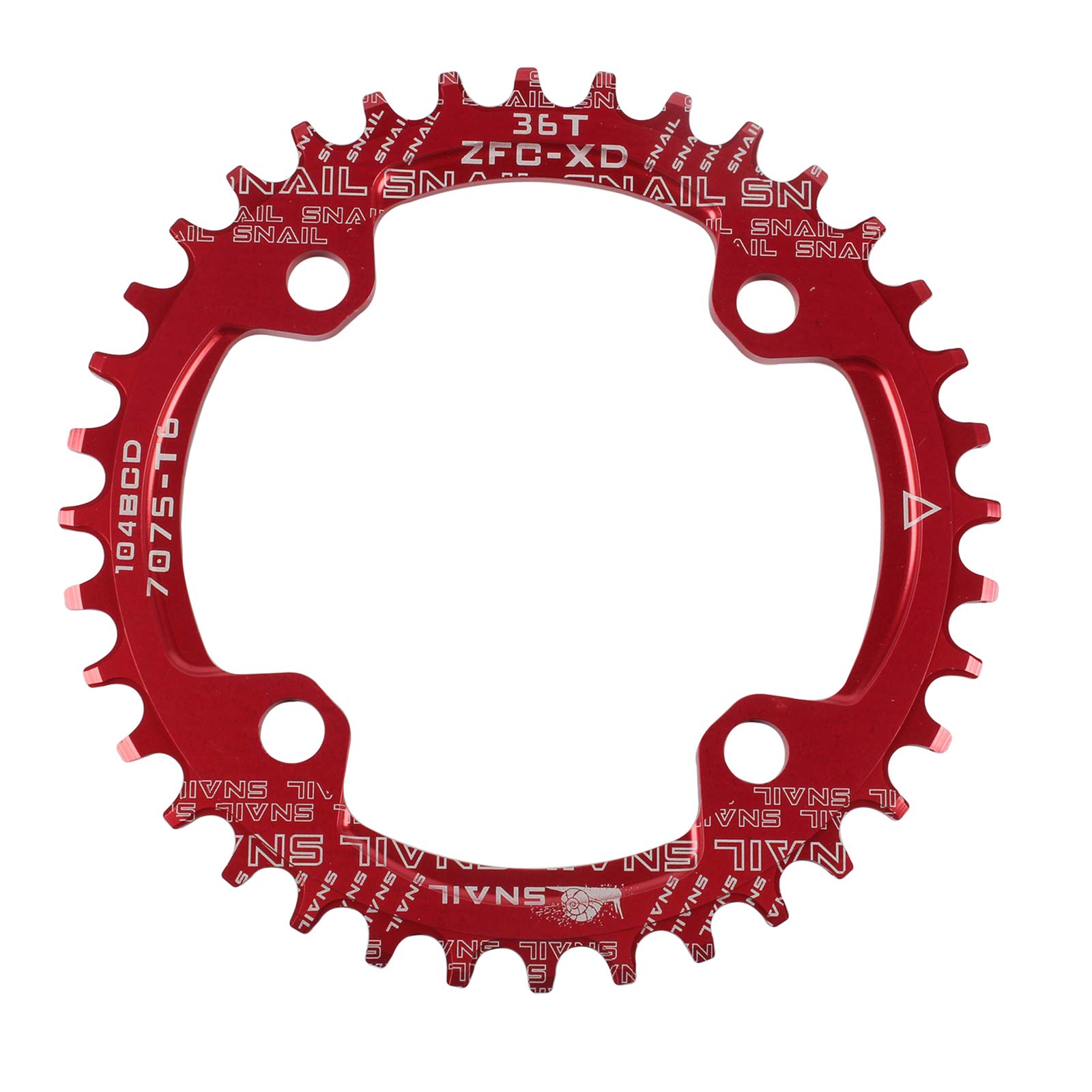 Newgoal Bicycle chain link 32T/34T/36T/ wide and narrow sprocket/BCD 104mm chain disc, used for road bikes and mountain bikes to refit single chain links, wide and narrow tooth chain links. red
