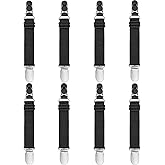 WILLWIN Multifunction Elastic Stocking Clips Suspenders Garter Belt for Girdles Corset Straps Adjustable Leg Garter Girdles Fasteners Keep Your Lingerie Corset Snag on 8Pcs Black