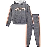 Reebok Girls Jogger Set - 2 Piece Matching Sweat Set with Pullover Hoodies and Athletic Joggers for Girls