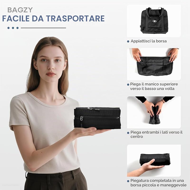 Borsa 40x30x20 Bagaglio a Mano Ryanair Wizz Air ITA Pieghevole 25L