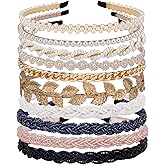 LYroo Pearl Headbands Beaded Headband Metal Head Bands No Slip Hair Accessories for Women Girls,10 Pack