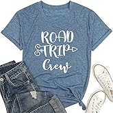 Road Trip Shirts for Women Funny Letter Print Tshirts Family Vacation World Travel Crew Short Sleeve Tops