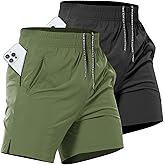 Lempue 2 Pack Mens Athletic Workout Shorts 7 Inch Quick Dry Gym Shorts with Pockets, Sports Tennis Running Shorts for Men
