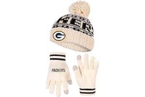 Ultra Game Adults NFL Official Super Soft Cable Knit Winter Beanie Knit Hat with Warm Touch Screen Gloves