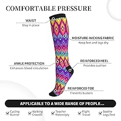 aipoase Rainbow Geometry Compression Socks Knee