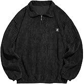 ZAFUL Men's Corduroy Sweatshirt Ribbed Long Sleeve Stand Collar Pullover Tops for Fall Winter