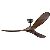 Monte Carlo 3MAVR60BK Maverick Energy Star 60'' Outdoor Ceiling Fan with Remote Control, 3 Balsa Wood Blades, Black