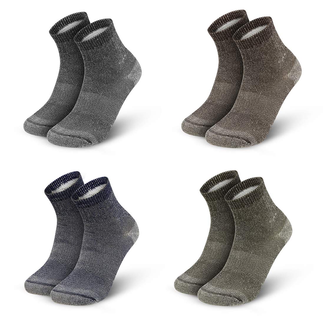 Vihir Men's Antimicrobial Thermal 80% Merino Wool Athletic Crew Socks, 4 Pairs