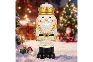 GLEXPFESTI Nutcracker Christmas Snow Globe Lantern with 8 Music Songs & 6H Timer Water Snow Globe Lantern USB & Battery Operated for Christmas Festival Decorations Gifts (Gold Nutcracker)