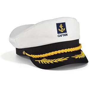 SJKHGU Navy Blue Yacht Captain Hat | Sailor Hat for Men & Women, Adjustable Nautica Gold Embroidered Captain Costume Accessor
