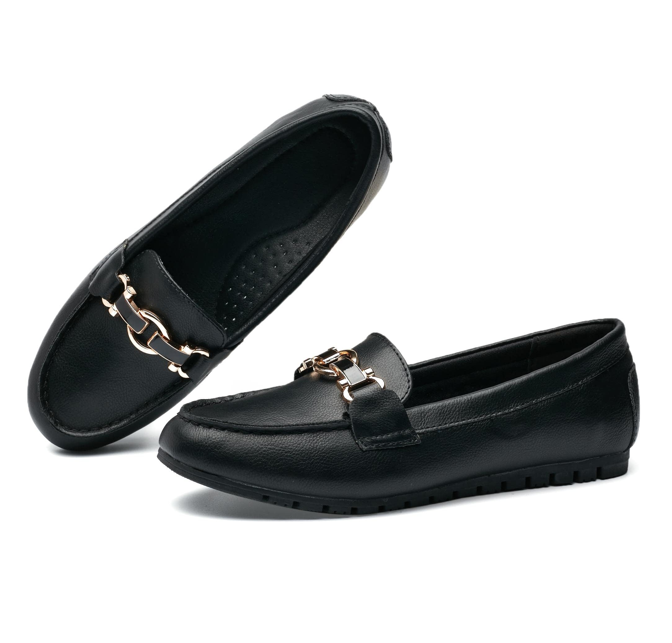Photo 1 of VERDASCO Wide Loafers for Women Comfort Flat Work Shoes Casual Slip On Moccasins Penny Loafers Lady Dress Shoes Leather Black 13W