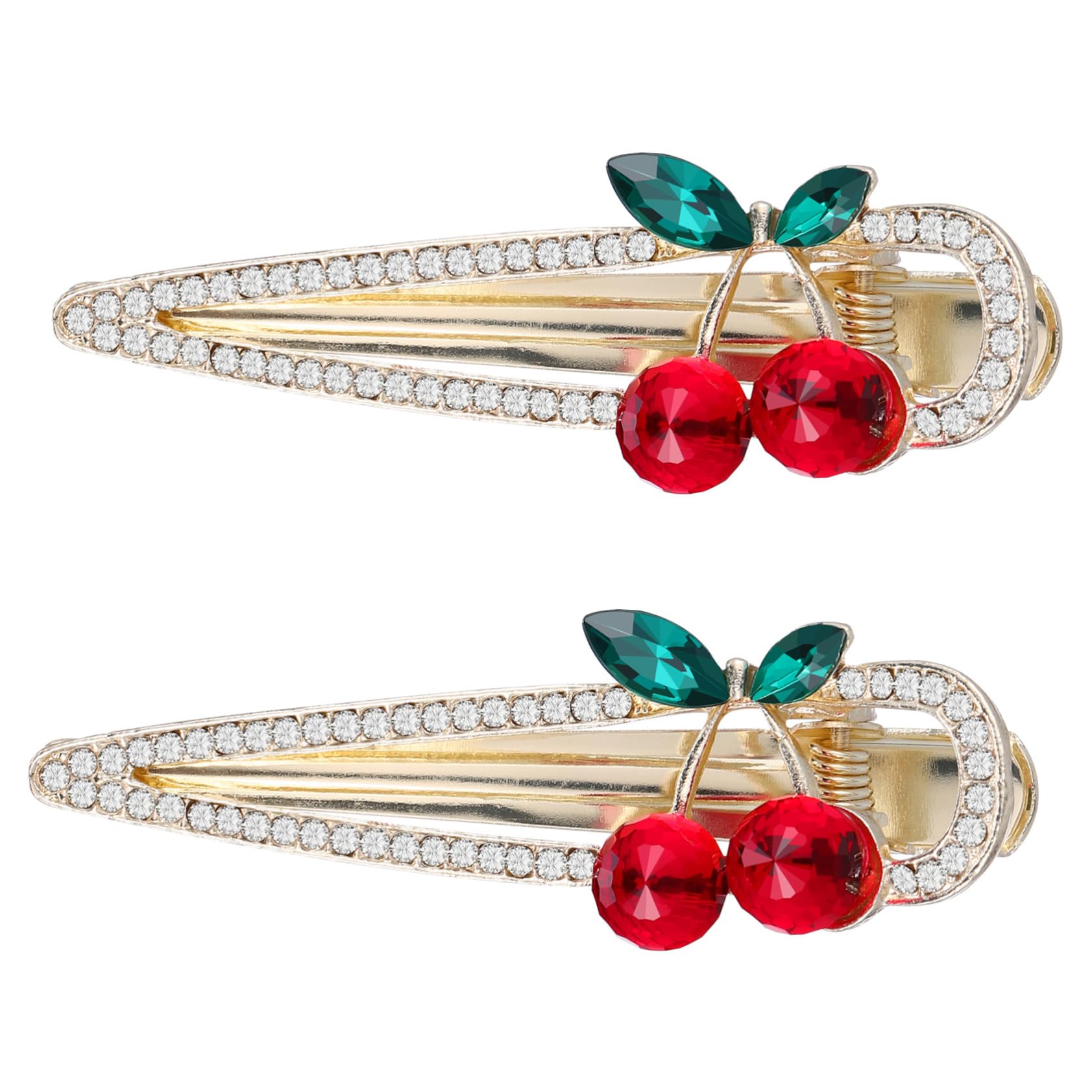 Photo 1 of 2pcs Hair Clips Rhinestone Cherry Fruit Hair Barrettes Duckbill Clip Hairpins for Women Girls