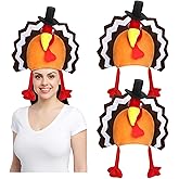 Jamntower 2 Pcs Thanksgiving Turkey Hats for Adult Plush Turkey Hat Thanksgiving Costume Cap Dress up Party Cosplay Accessory