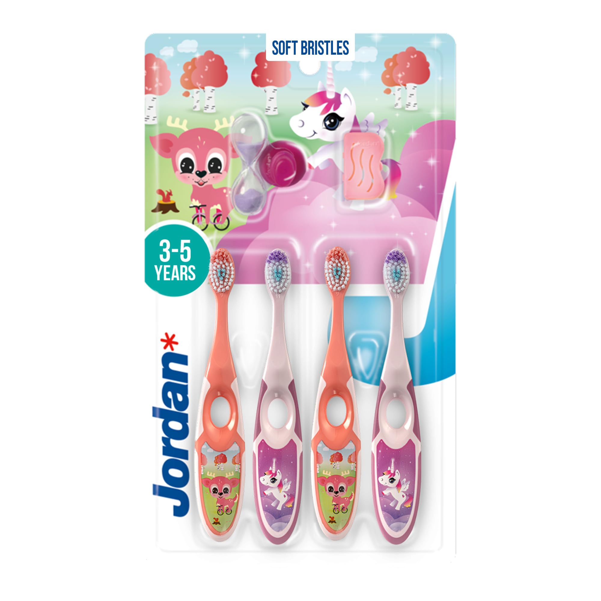 Photo 1 of * missing one of the caps *
Jordan* Step 2 Kids Toothbrush, 3-5 Years, Soft Bristles, BPA Free (4 Pack) Pink & Yellow