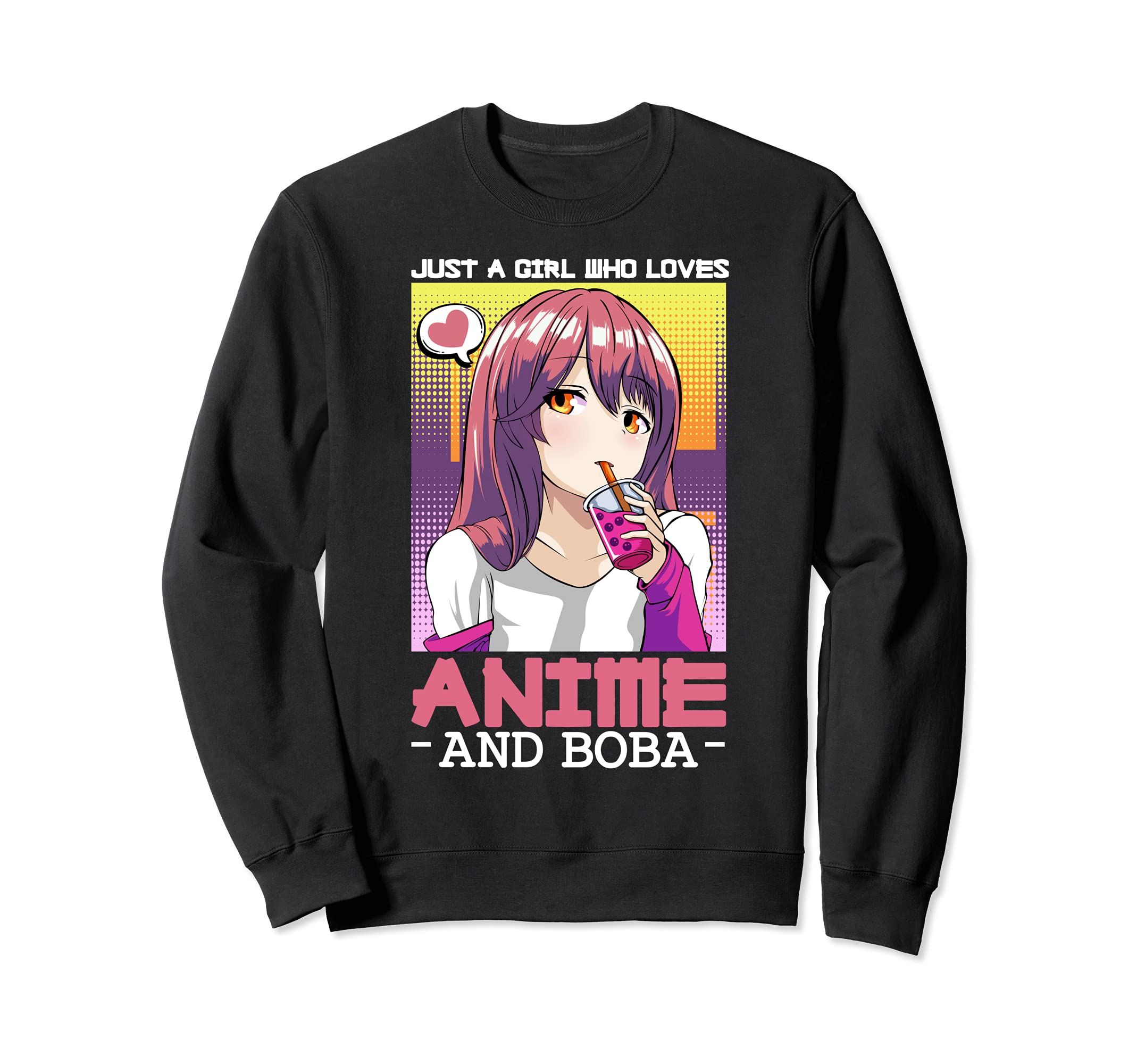 Girl Who Loves Anime And Boba Bubble Tea K-Pop Anime Manga Sweatshirt