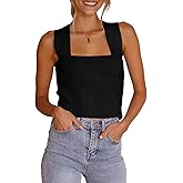 Zwurew Women's Knit Square Neck Tank Tops 2026 Summer Casual Sleeveless Sweater Fitted Shirts Tanks