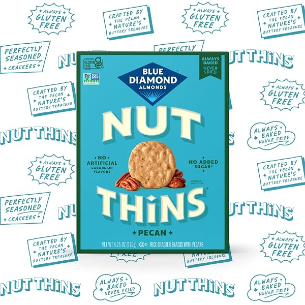 BLUE DIAMOND ALMONDS, PECAN THINS GLUTEN FREE CRACKER CRISPS PERFECT FOR SNACKING, 4.25 OZ