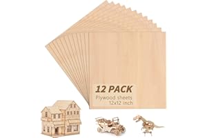 12 Pack Basswood Sheets for Crafts, SIJDIEE 12 x 12 x 1/8 Inch Balsa Wood Sheets, 3mm Thick Plywood Sheets with Smooth Surfaces for Laser Cutting, Drawing Painting, Wood Engraving