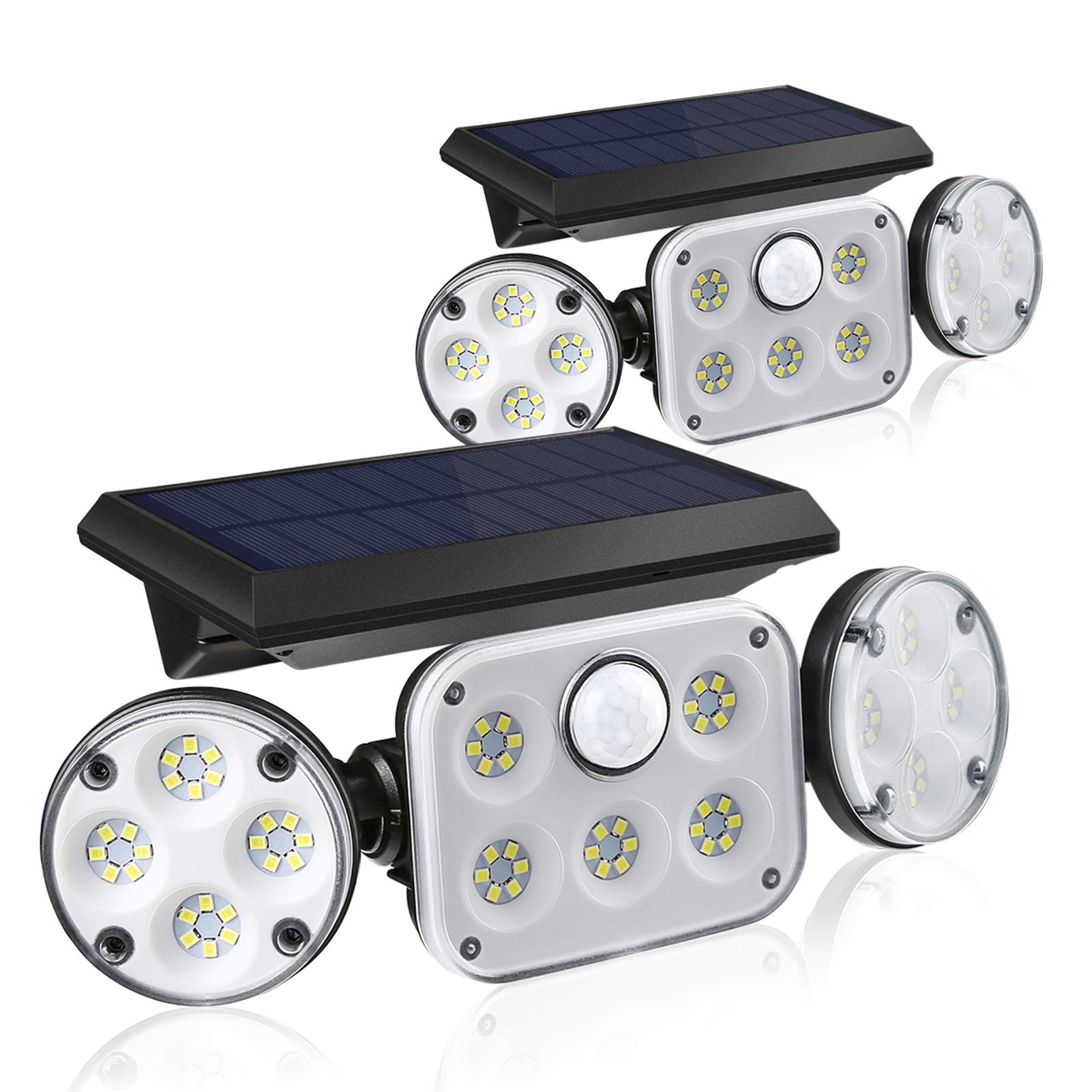KIBTOY LED Solar Security Lights Outdoor with Motion Sensor,Easy to Install, Solar Powered Flood Light IP65 Waterproof,Bright Wall Lights with 360°Wide Angle Illumination for Outside 2Packs
