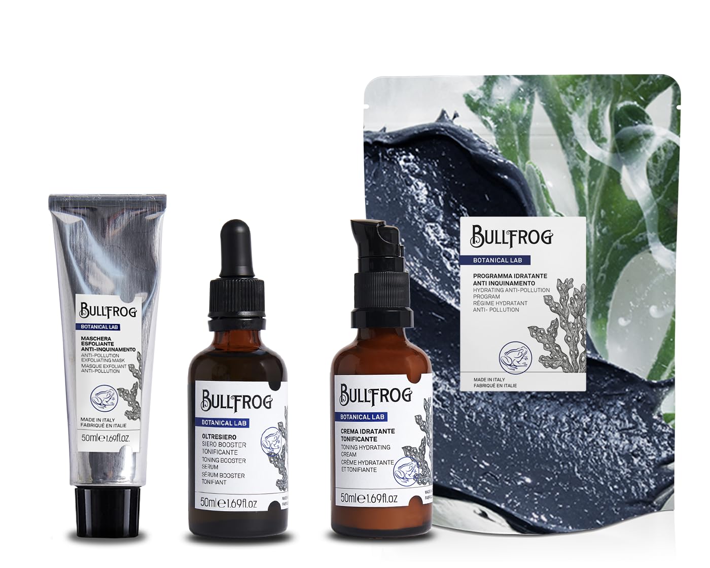 Bullfrog - Anti-Pollution Hydrating Program: 3-Step Treatment for Nourished and Protected Skin, Tones and Hydrates, Suitable for All Skin Types.